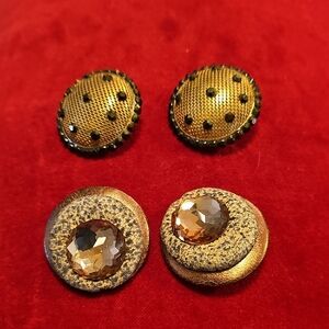 1960 Clip Elegant AMBER and Copper Earrings